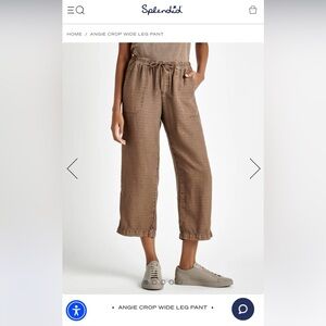 Splendid Angie Crop Wide Leg Pants S Small Macchiato